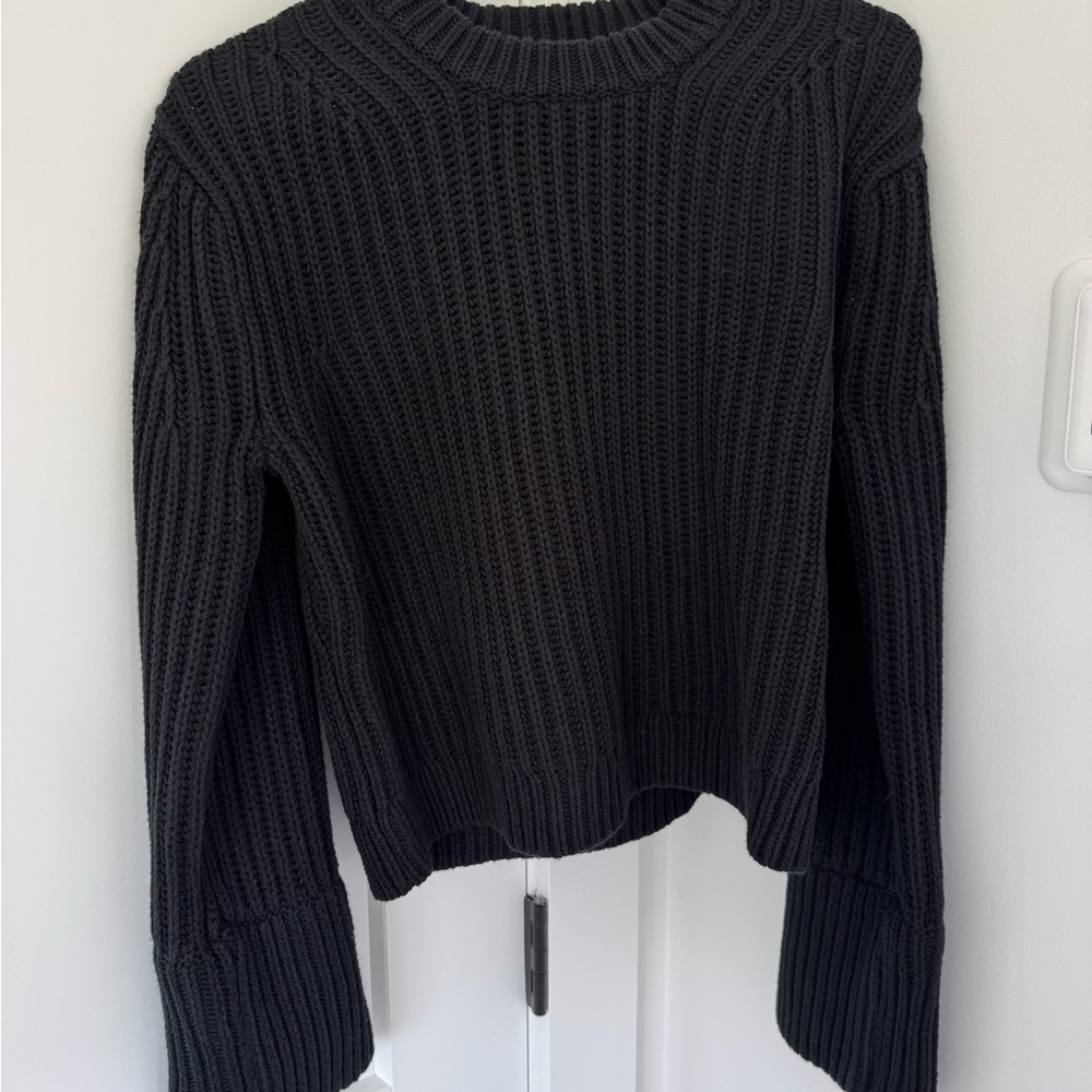 J. Crew Black Ribbed Crew Neck Sweater
